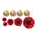 9 3D Rose Paper Flowers with Gold Monstera Leaves PAP_FLO_RS01_RED