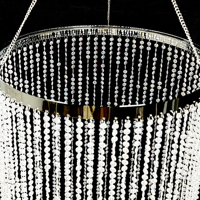 9 ft Hanging Beaded Crystal Column Chandelier - Clear CHDLR_HANG02_9FT_CLR