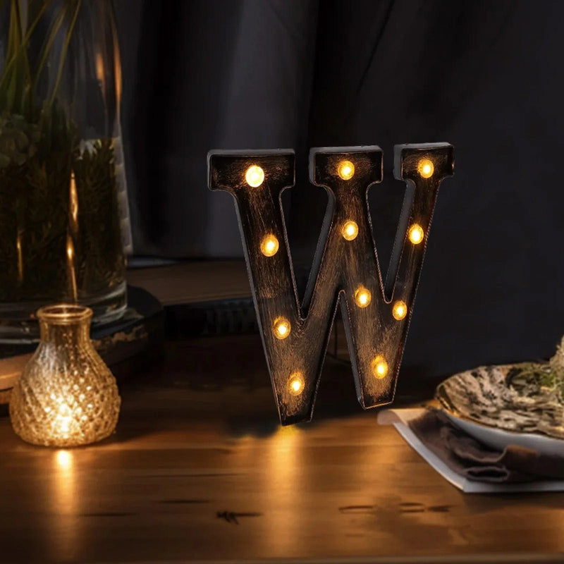 9" Lighted Plastic Marquee Antique Black Light Up Letter
