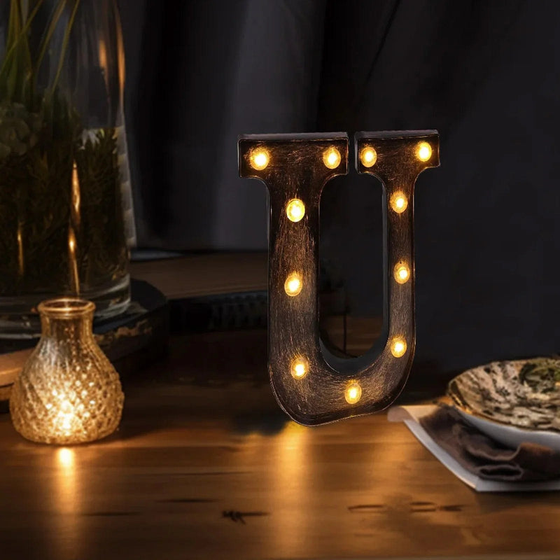 9" Lighted Plastic Marquee Antique Black Light Up Letter