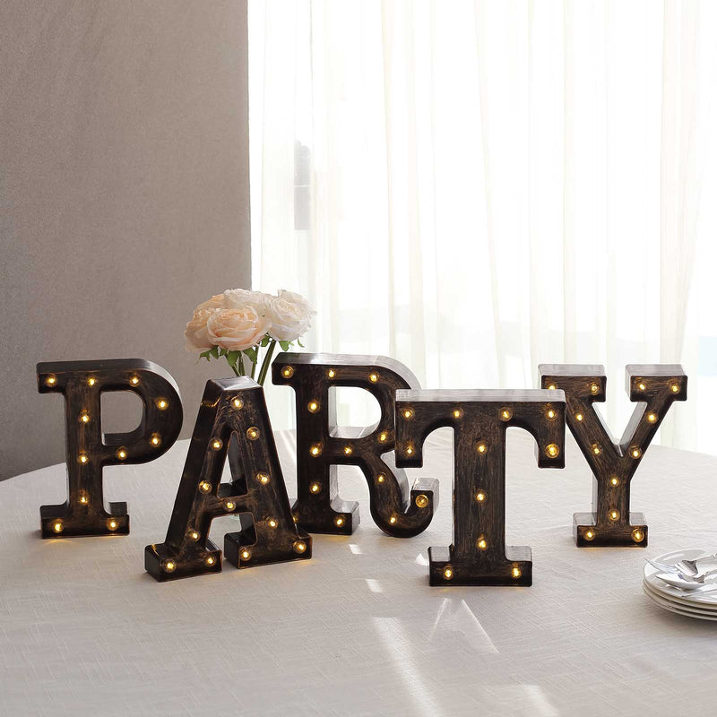 9" Lighted Plastic Marquee Antique Black Light Up Letter
