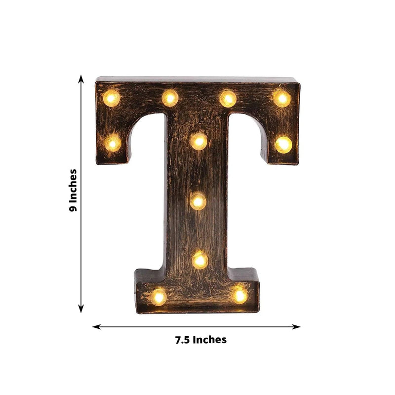 9" Lighted Plastic Marquee Antique Black Light Up Letter