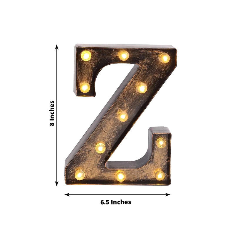 9" Lighted Plastic Marquee Antique Black Light Up Letter
