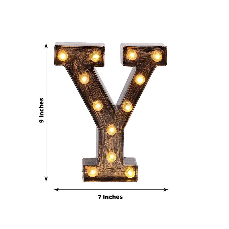 9" Lighted Plastic Marquee Antique Black Light Up Letter