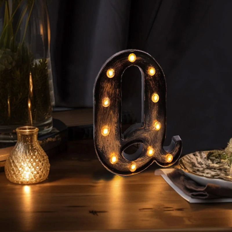 9" Lighted Plastic Marquee Antique Black Light Up Letter