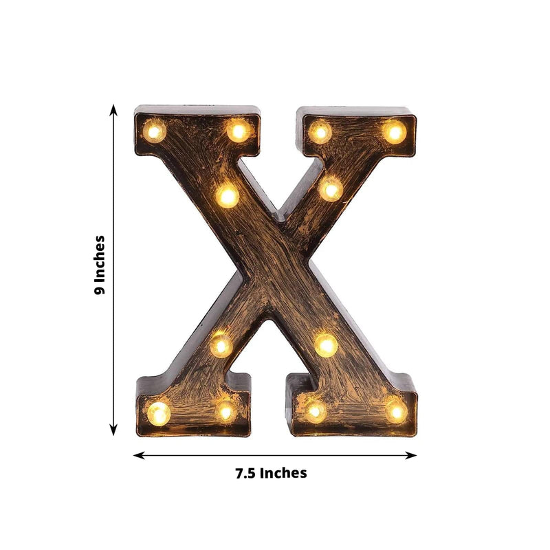 9" Lighted Plastic Marquee Antique Black Light Up Letter