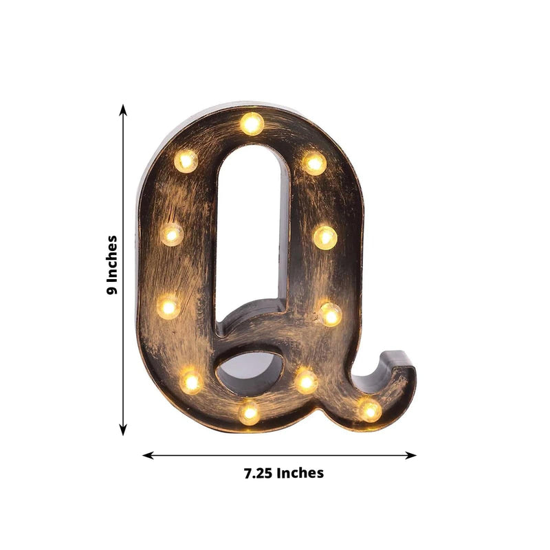 9" Lighted Plastic Marquee Antique Black Light Up Letter