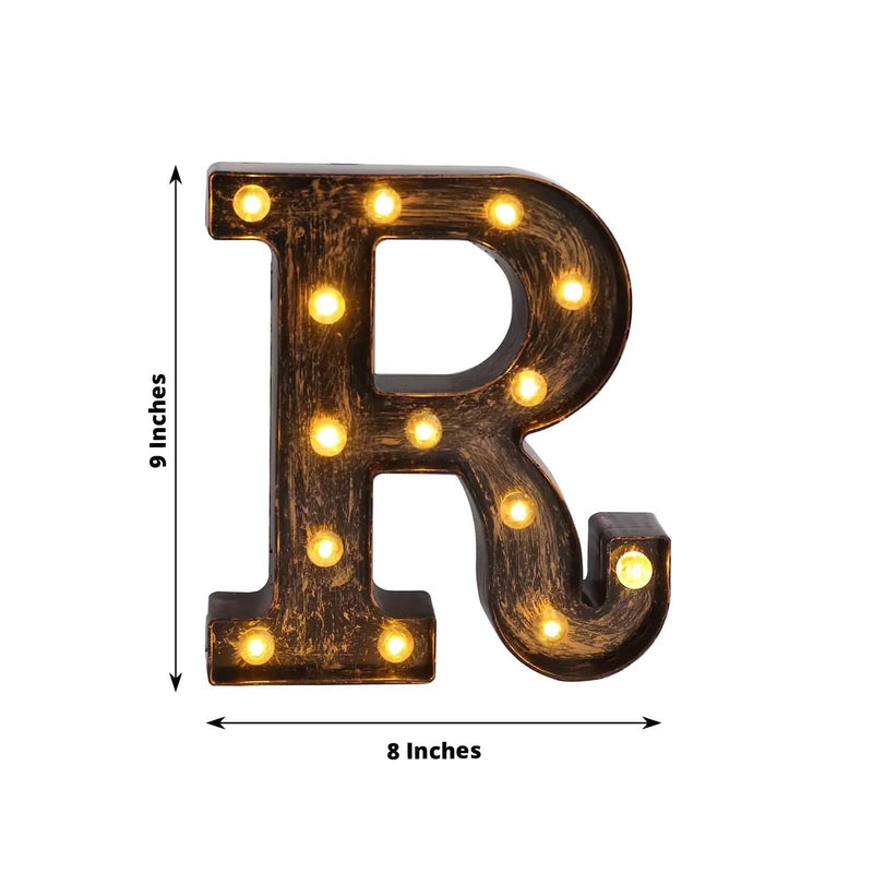 9" Lighted Plastic Marquee Antique Black Light Up Letter
