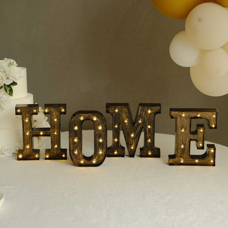 9" Lighted Plastic Marquee Antique Black Light Up Letter