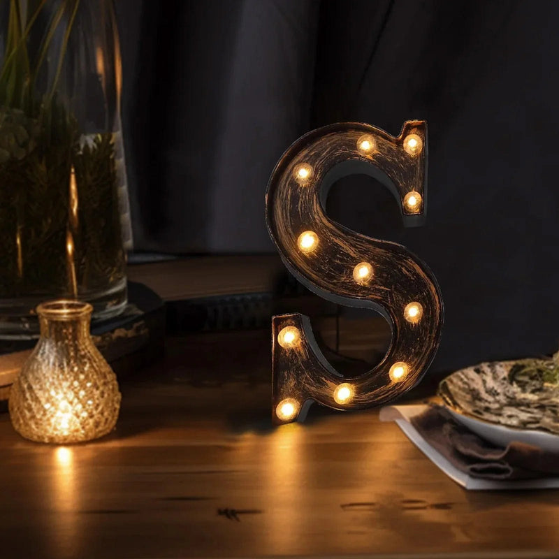 9" Lighted Plastic Marquee Antique Black Light Up Letter