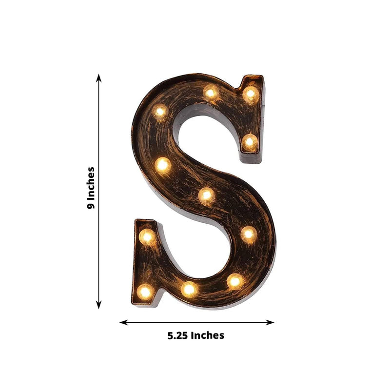 9" Lighted Plastic Marquee Antique Black Light Up Letter