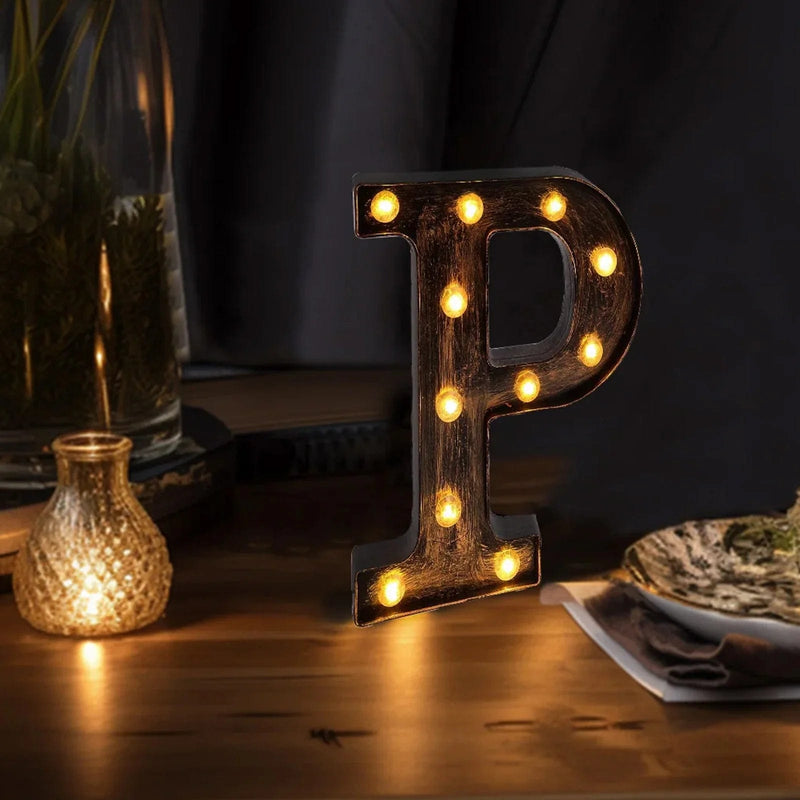 9" Lighted Plastic Marquee Antique Black Light Up Letter