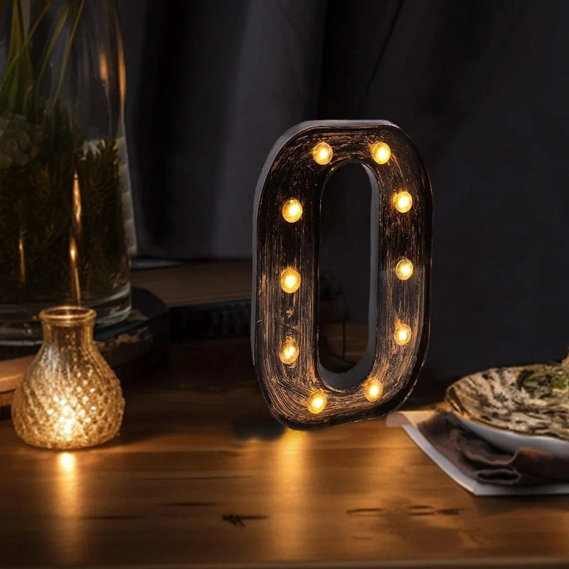 9" Lighted Plastic Marquee Antique Black Light Up Letter
