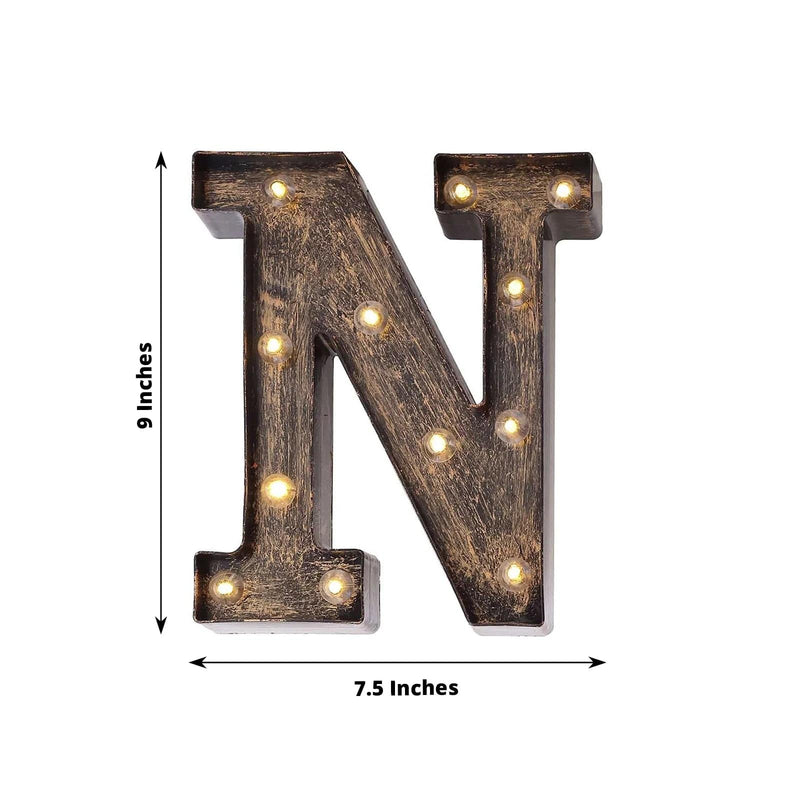 9" Lighted Plastic Marquee Antique Black Light Up Letter