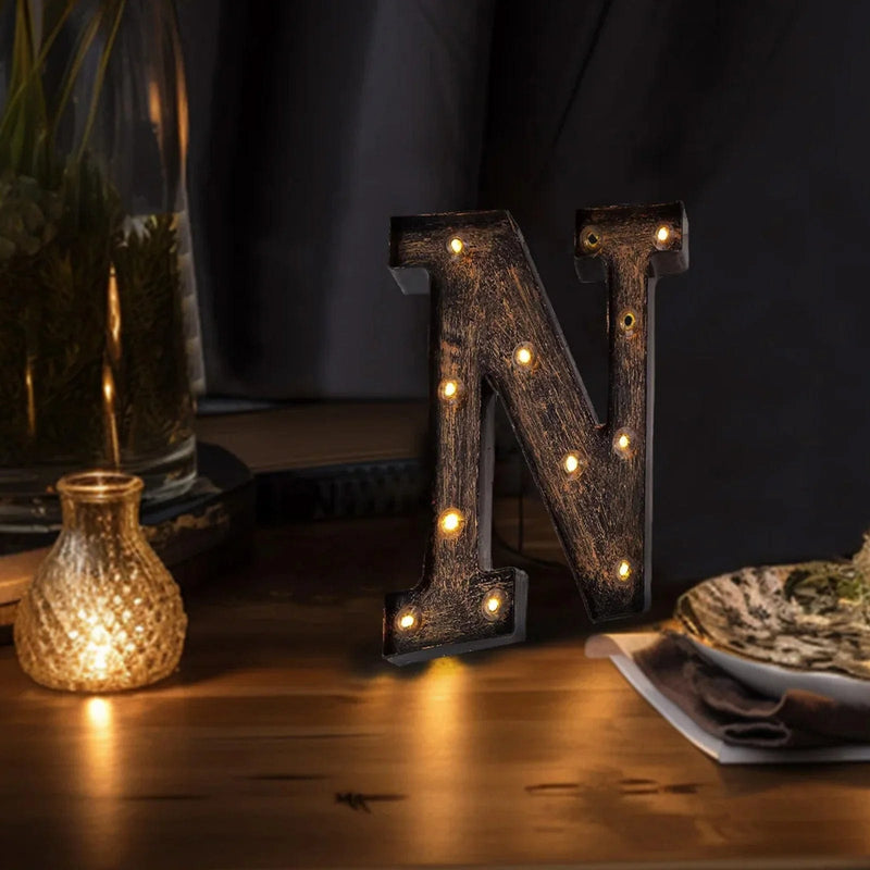 9" Lighted Plastic Marquee Antique Black Light Up Letter