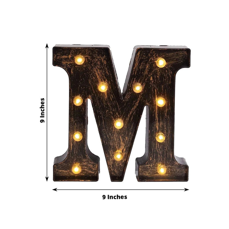 9" Lighted Plastic Marquee Antique Black Light Up Letter
