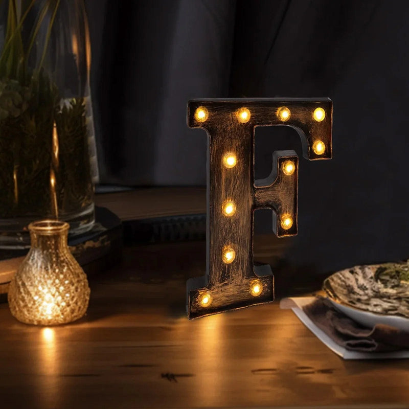 9" Lighted Plastic Marquee Antique Black Light Up Letter