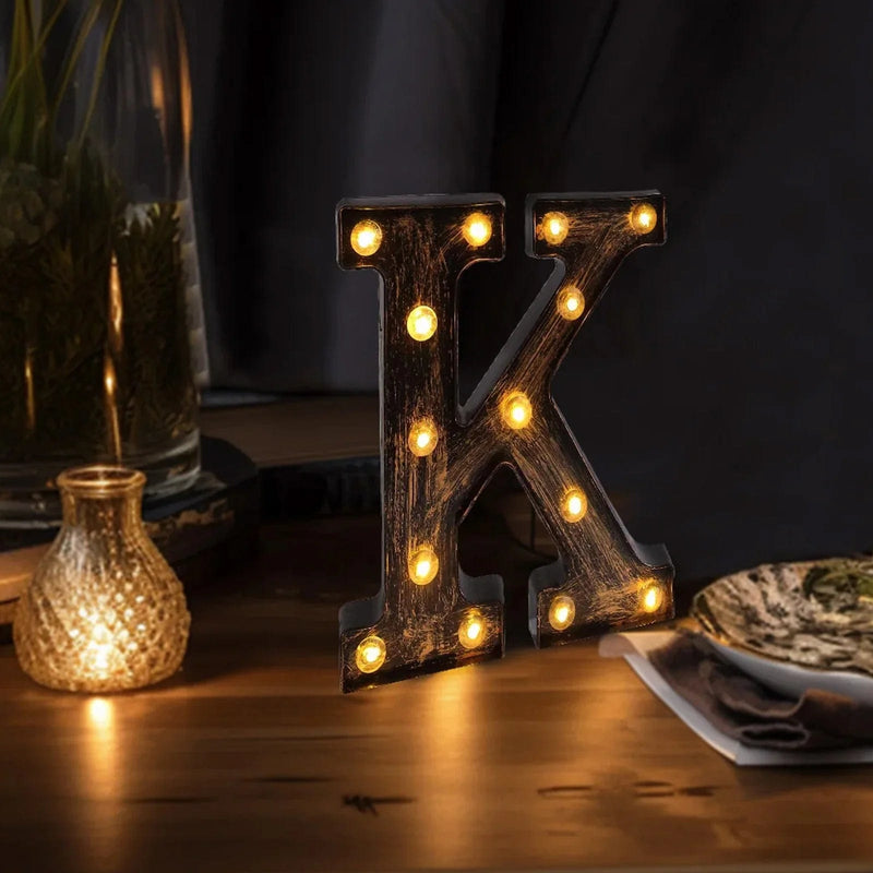9" Lighted Plastic Marquee Antique Black Light Up Letter