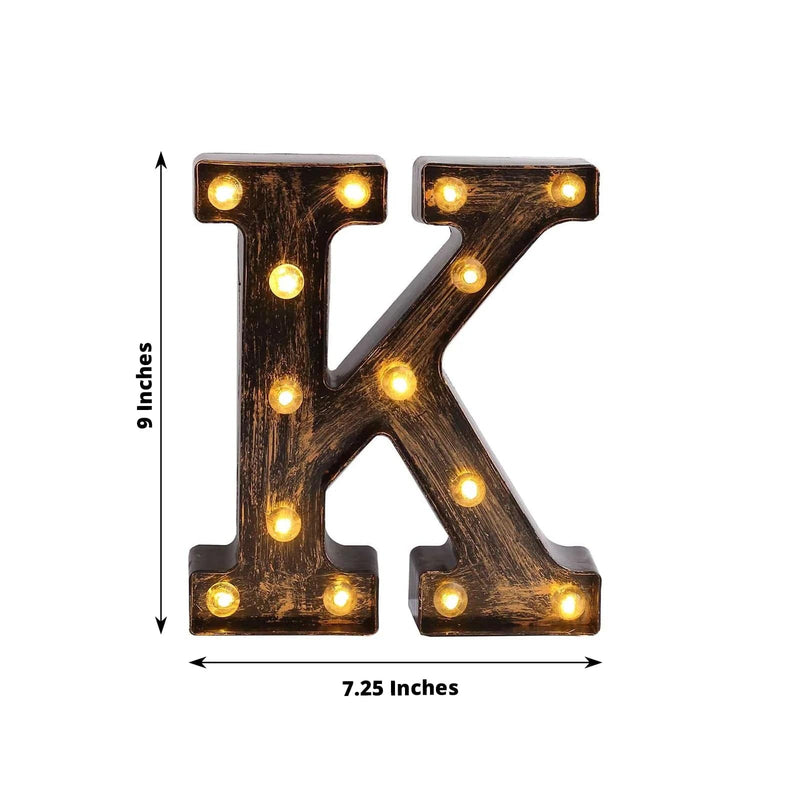 9" Lighted Plastic Marquee Antique Black Light Up Letter