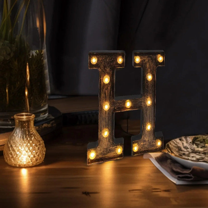 9" Lighted Plastic Marquee Antique Black Light Up Letter