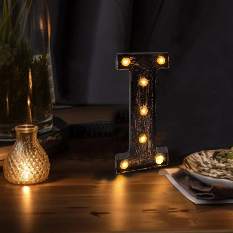 9" Lighted Plastic Marquee Antique Black Light Up Letter