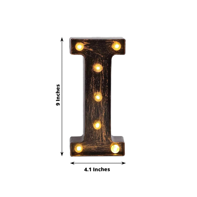 9" Lighted Plastic Marquee Antique Black Light Up Letter