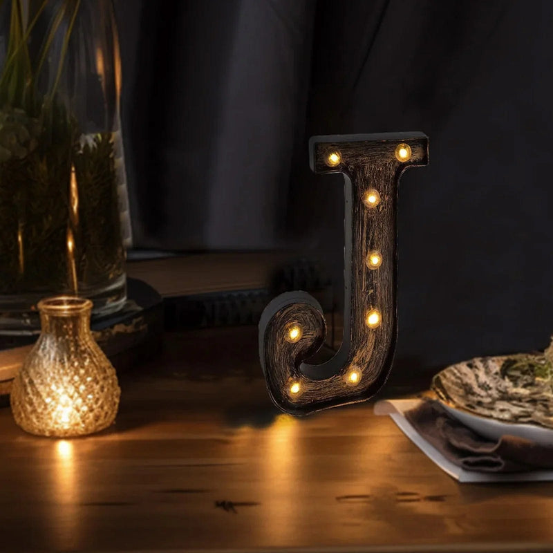 9" Lighted Plastic Marquee Antique Black Light Up Letter