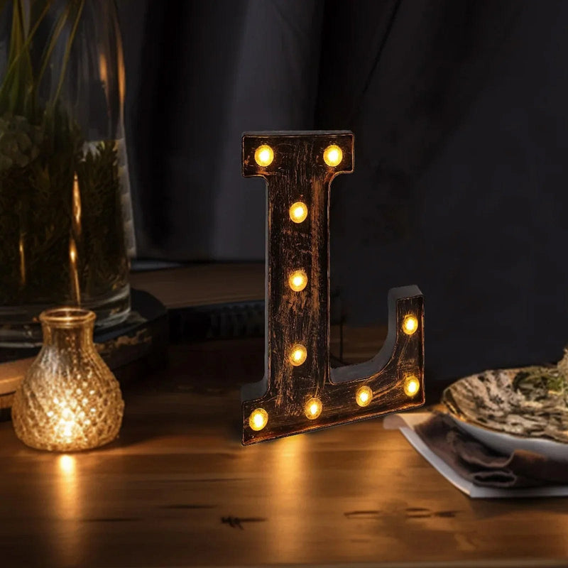 9" Lighted Plastic Marquee Antique Black Light Up Letter
