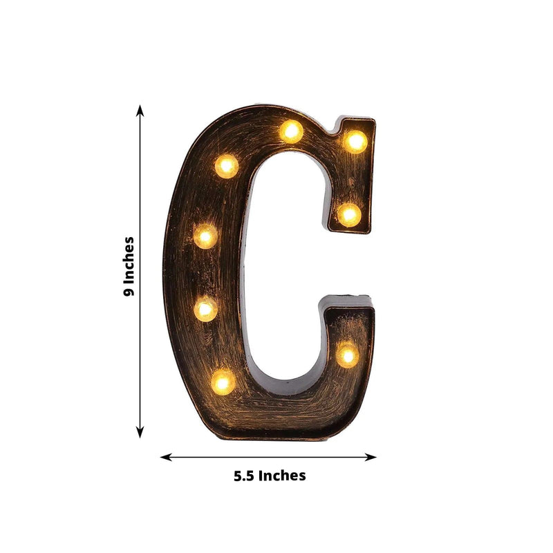 9" Lighted Plastic Marquee Antique Black Light Up Letter