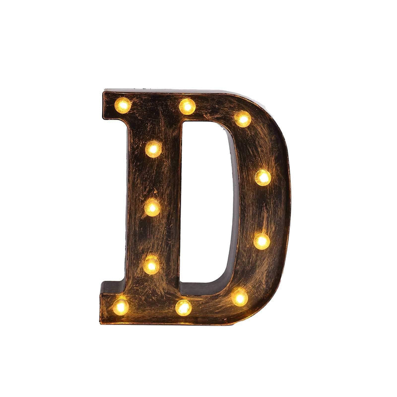 9" Lighted Plastic Marquee Antique Black Light Up Letter