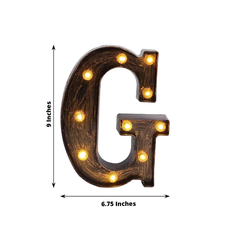 9" Lighted Plastic Marquee Antique Black Light Up Letter