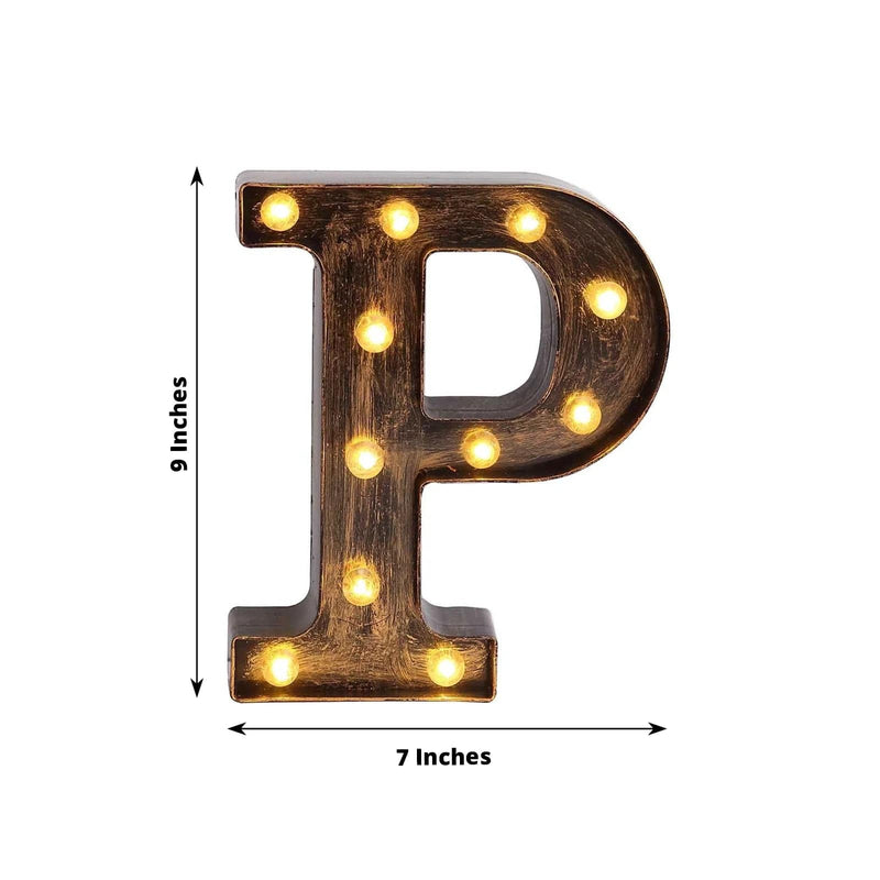 9" Lighted Plastic Marquee Antique Black Light Up Letter