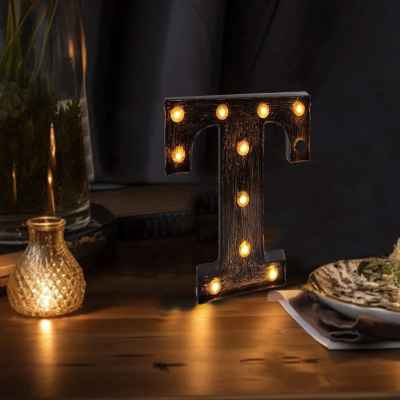 9" Lighted Plastic Marquee Antique Black Light Up Letter