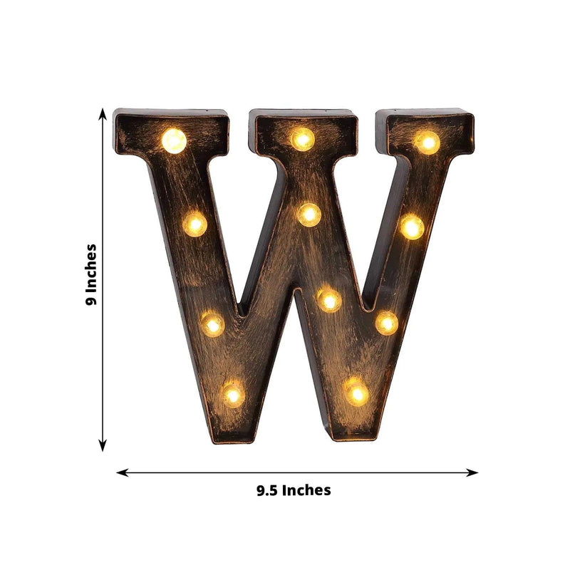 9" Lighted Plastic Marquee Antique Black Light Up Letter