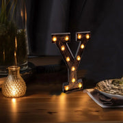 9" Lighted Plastic Marquee Antique Black Light Up Letter