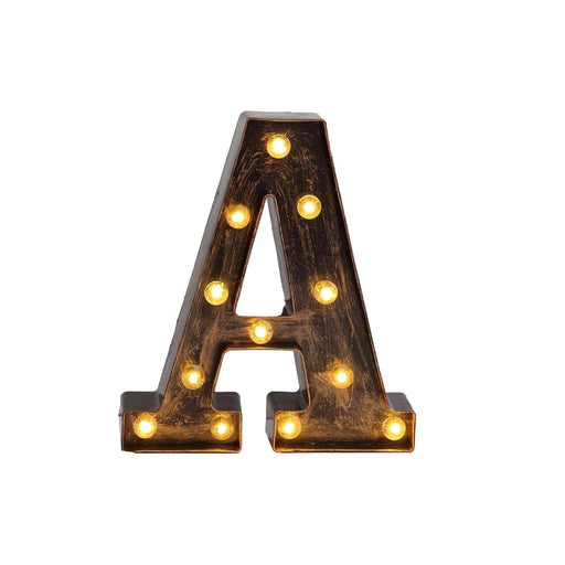 9" Lighted Plastic Marquee Antique Black Light Up Letter WOD_METLTR09_9_A