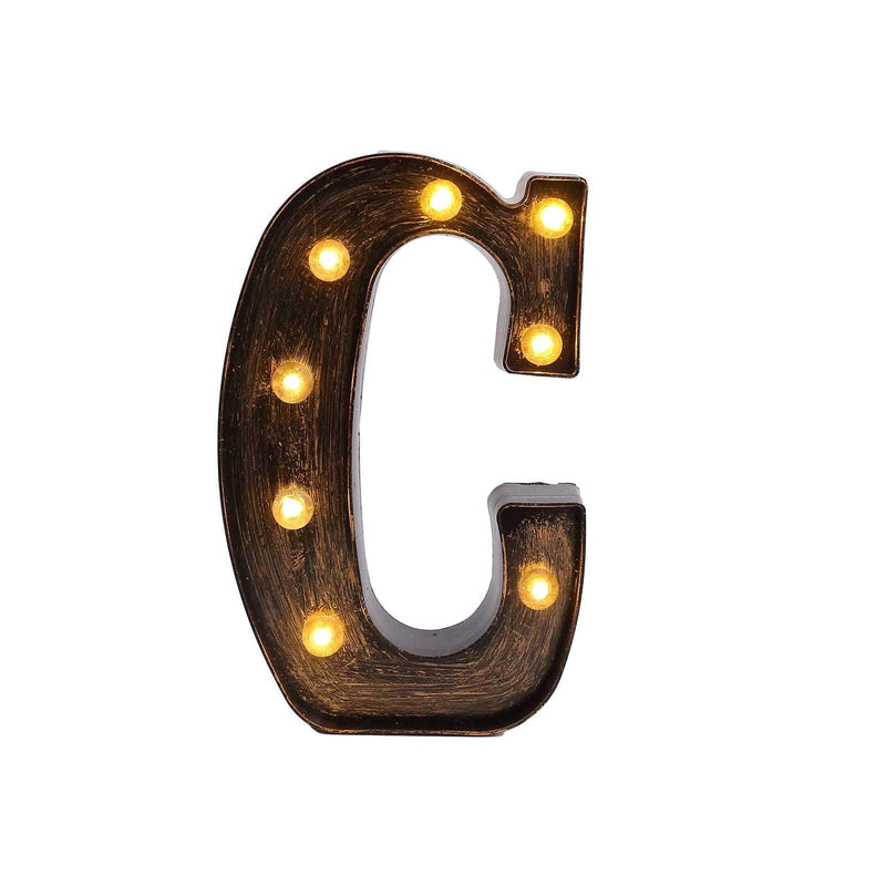 9" Lighted Plastic Marquee Antique Black Light Up Letter WOD_METLTR09_9_C