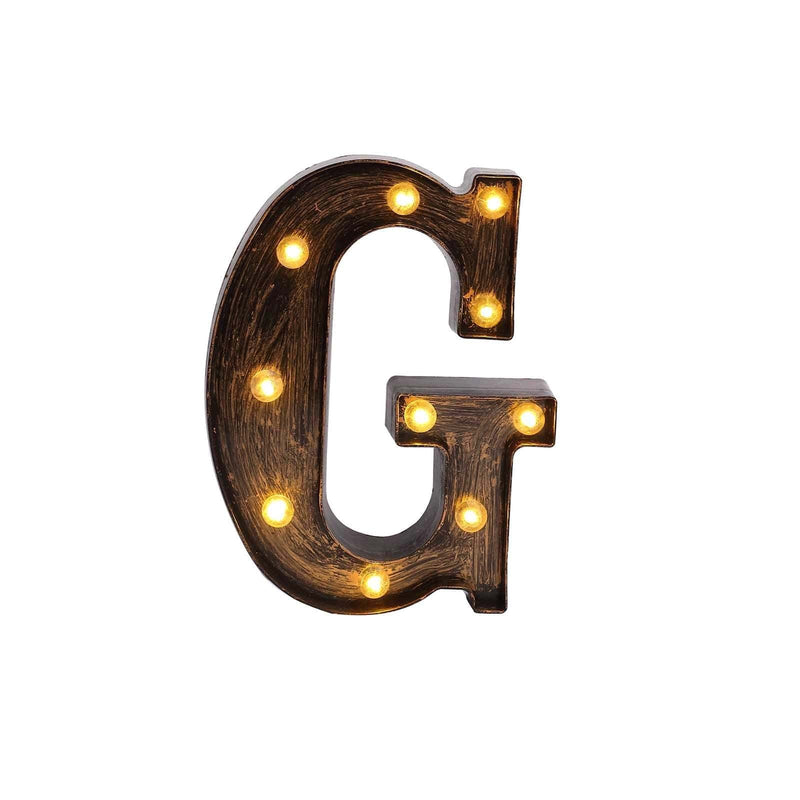 9" Lighted Plastic Marquee Antique Black Light Up Letter WOD_METLTR09_9_G