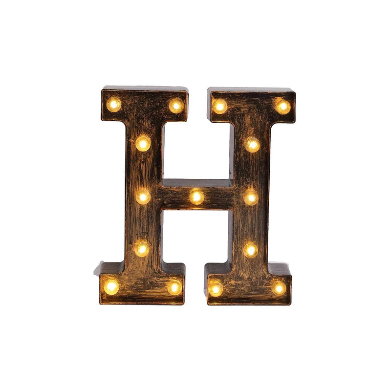 9" Lighted Plastic Marquee Antique Black Light Up Letter WOD_METLTR09_9_H