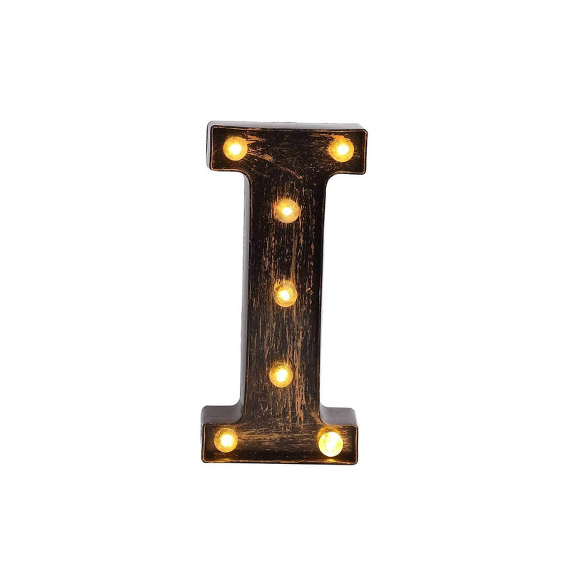 9" Lighted Plastic Marquee Antique Black Light Up Letter WOD_METLTR09_9_I