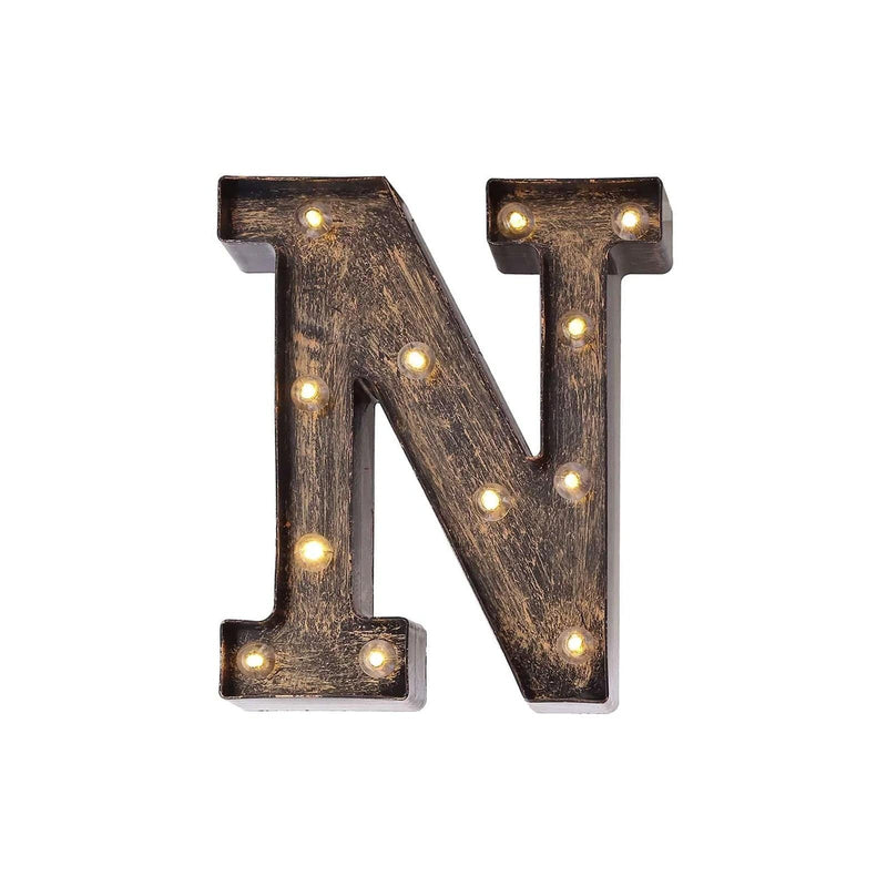 9" Lighted Plastic Marquee Antique Black Light Up Letter WOD_METLTR09_9_N
