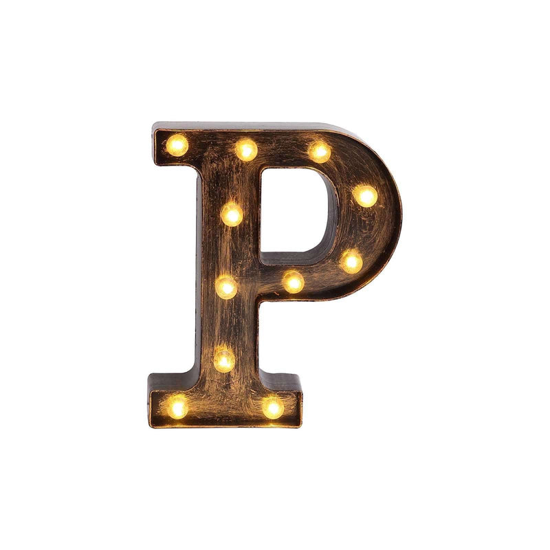 9" Lighted Plastic Marquee Antique Black Light Up Letter WOD_METLTR09_9_P
