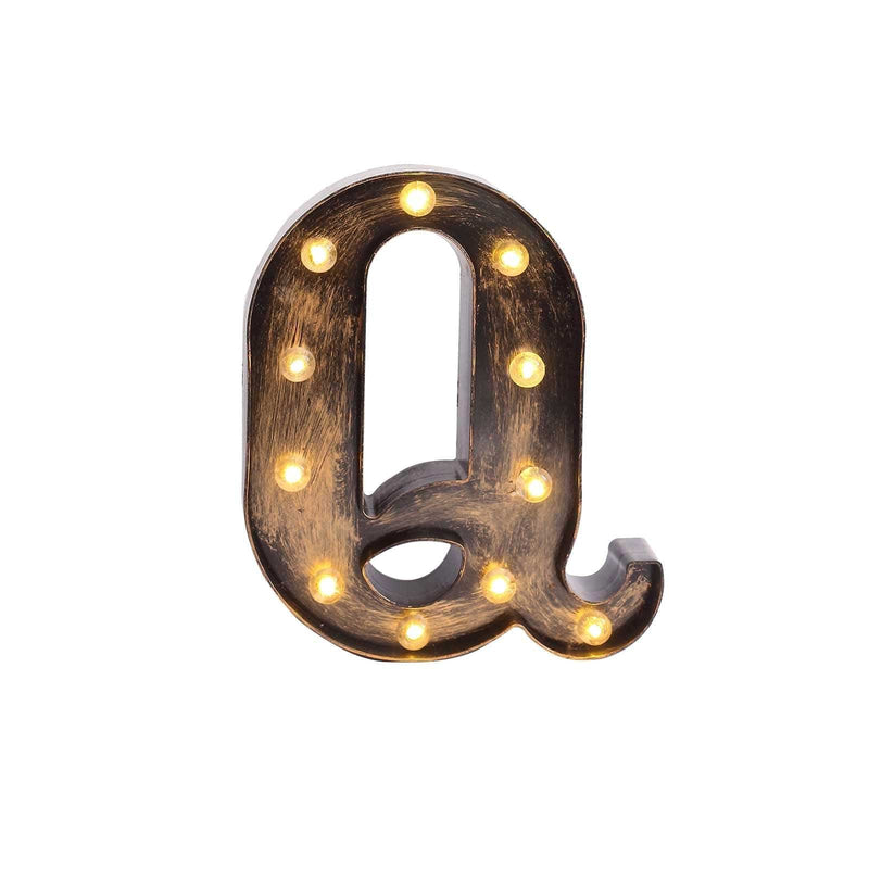 9" Lighted Plastic Marquee Antique Black Light Up Letter WOD_METLTR09_9_Q