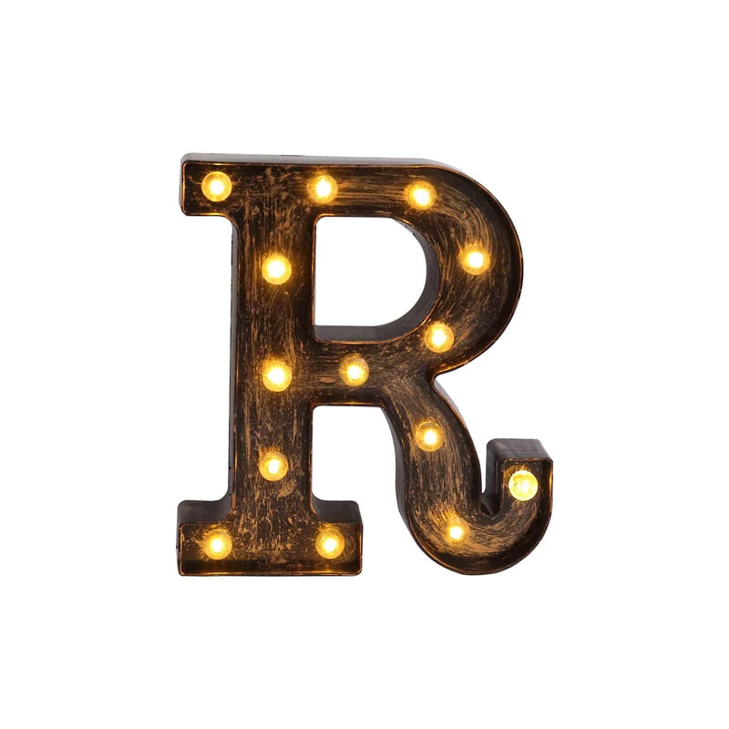 9" Lighted Plastic Marquee Antique Black Light Up Letter WOD_METLTR09_9_R