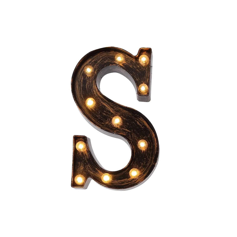 9" Lighted Plastic Marquee Antique Black Light Up Letter WOD_METLTR09_9_S