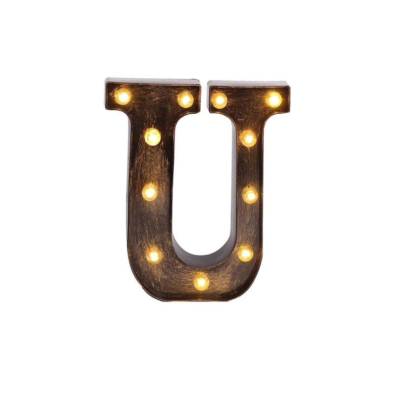 9" Lighted Plastic Marquee Antique Black Light Up Letter WOD_METLTR09_9_U