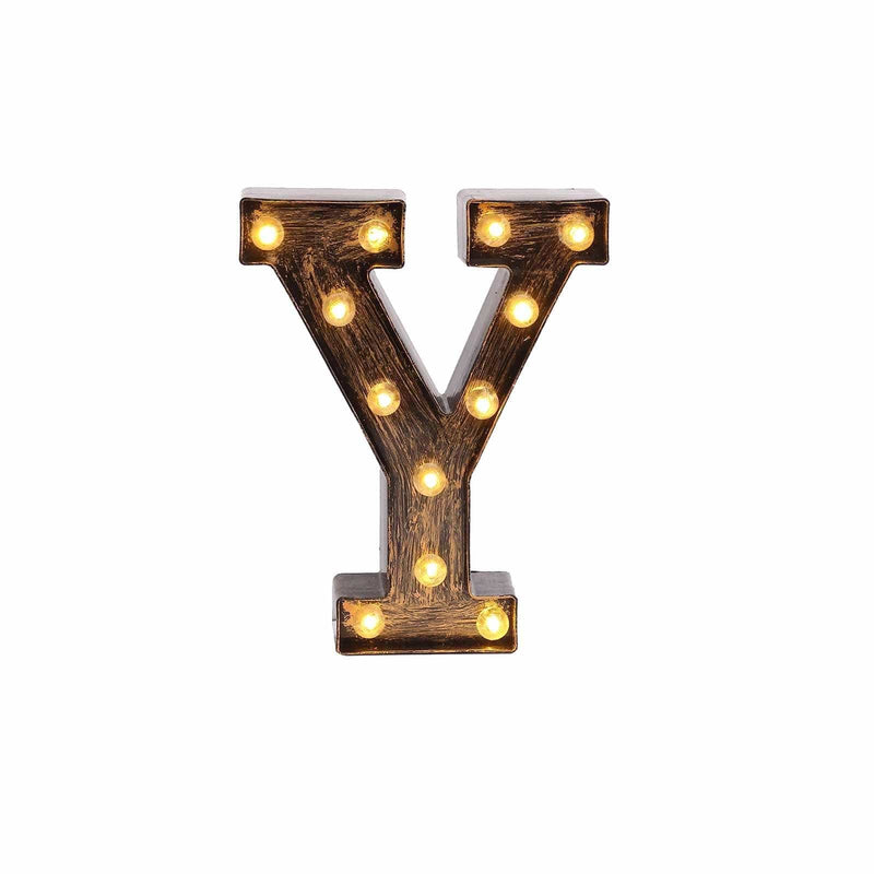9" Lighted Plastic Marquee Antique Black Light Up Letter WOD_METLTR09_9_Y