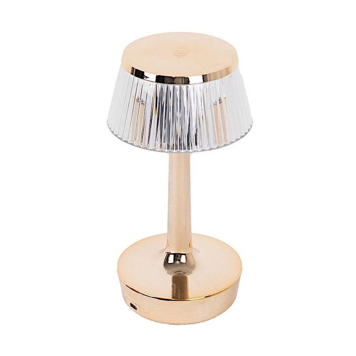 9" Mushroom LED Crystal Table Lamp Centerpiece with Touch Control - Clear and Gold LED_ACRY_LAMP08_GOLD