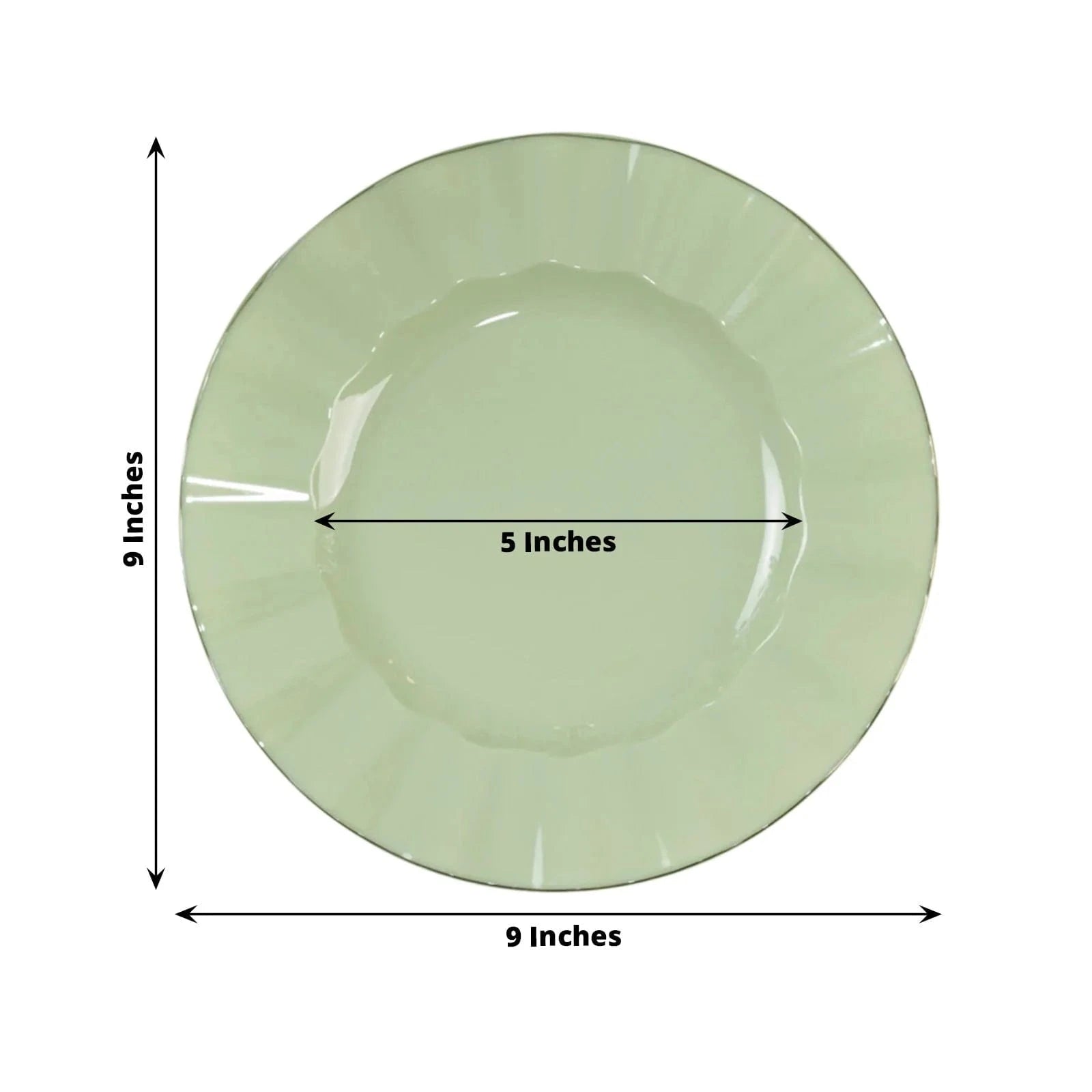 10 Round Plastic Salad Dinner Plates with Gold Wavy Rim - Disposable Tableware