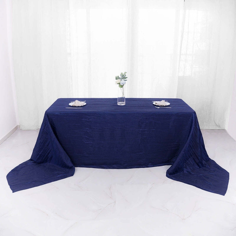 90" x 156" Accordion Metallic Crinkled Taffeta Rectangular Tablecloth